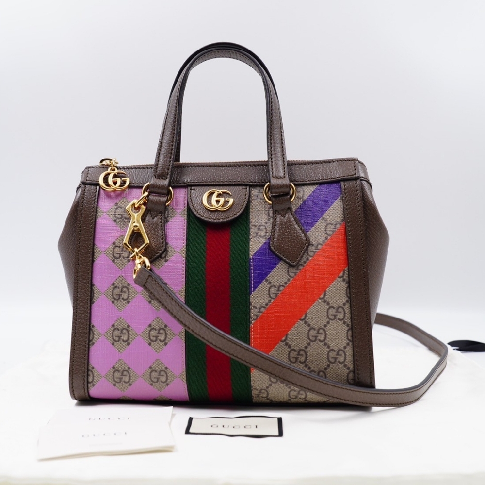 AJ56❤️Gucci Geometric GG Supreme Ophidia Tote